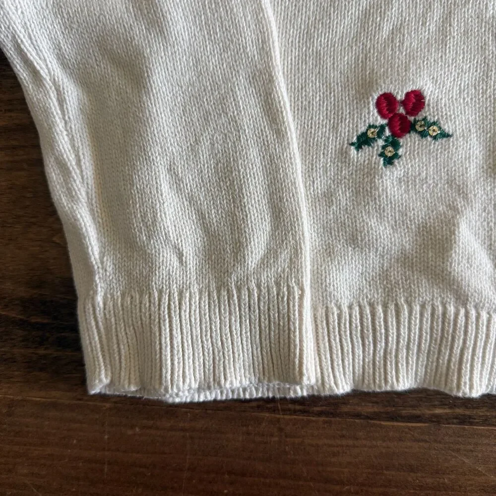 Carter's Ivory Holly Holiday Sweater Girls' 10